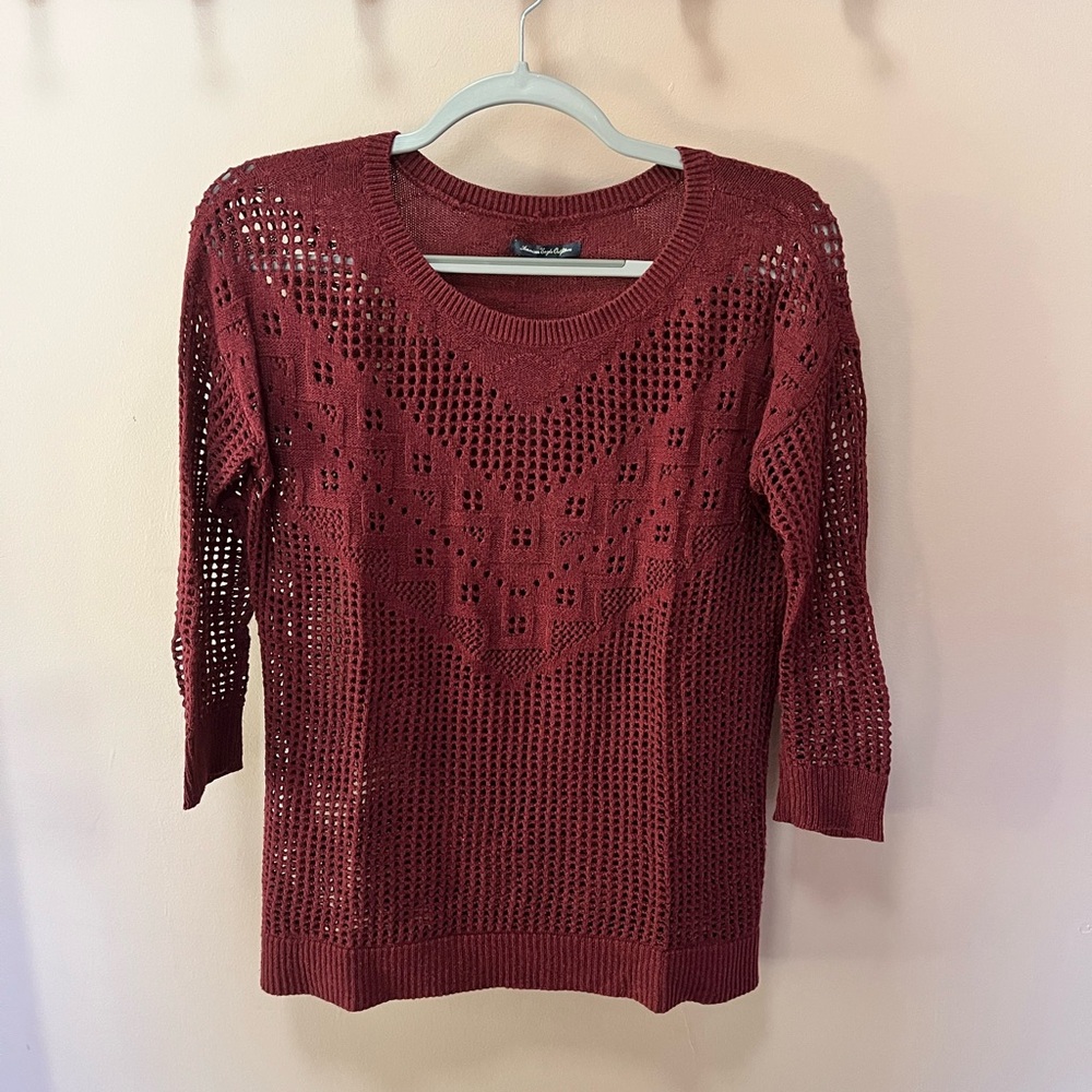 American Eagle Outfitters Maroon Crew Neck Sweater